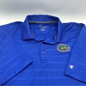 University Of Florida Champion Medium Mens Blue Embroidered Short Sleeve Polo.
